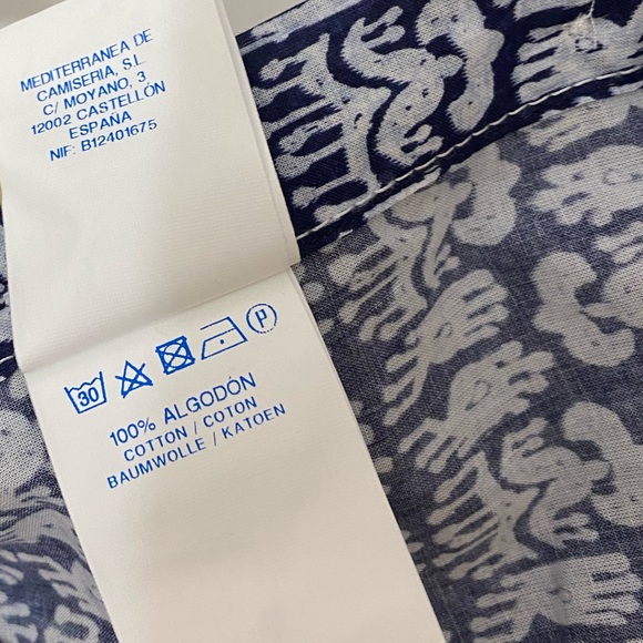 NWT Dario Beltran men’s long sleeves blue and white tribal shirt. Size M - Picture 8 of 8